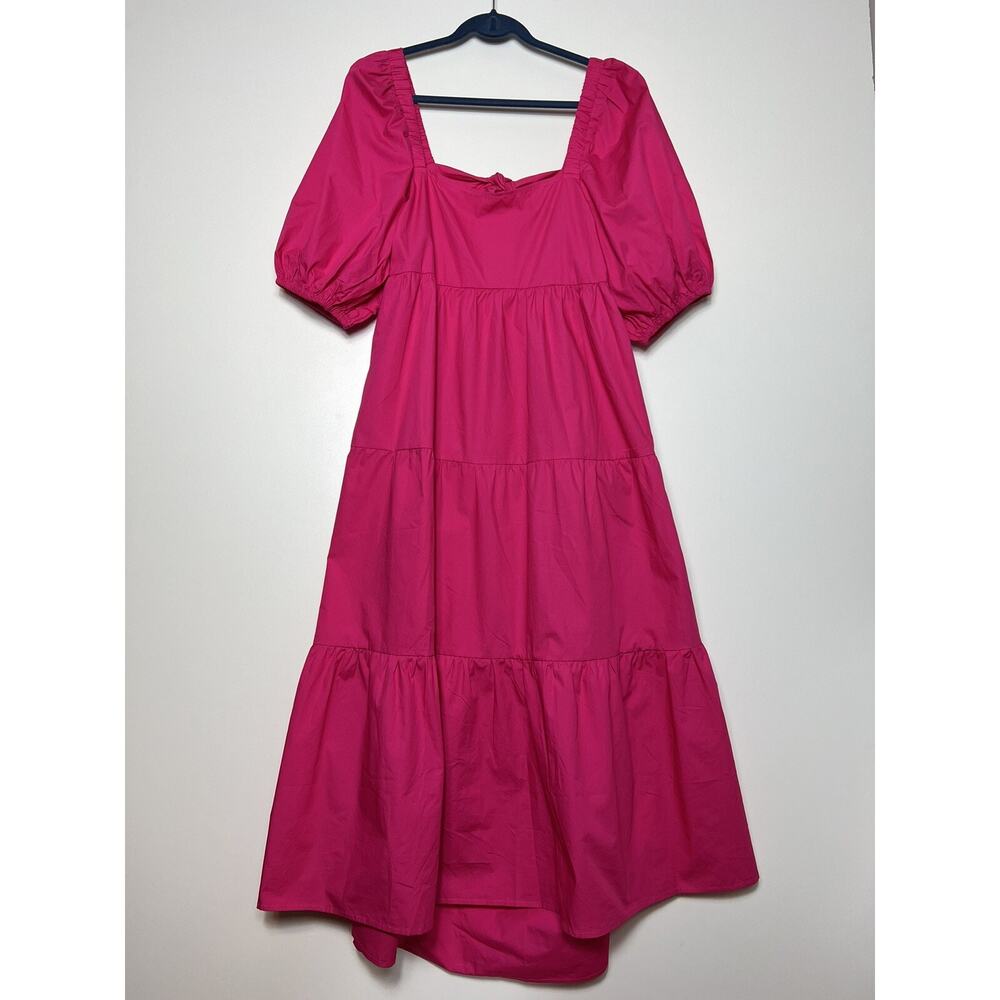 Minkpink Yasamin Dress Cut Out Tie Back Tiered Midi Raspberry Size XL